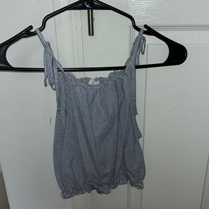 John galt // brand melville blue and white pinstripe crop top. one size.